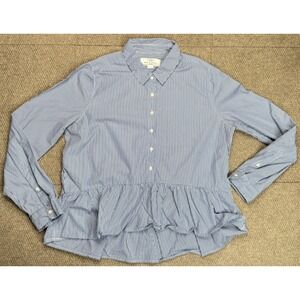 Birds Of Paradis by Trovata Women's Striped Long Sleeve Ruffled Shirt Size Large